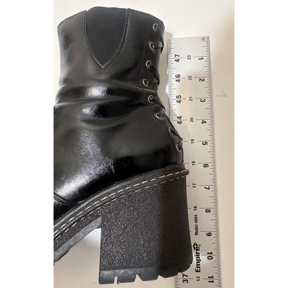 Lower East Side Chunky Platform Boots 9 Black Faux Leather Retro Ankle Boots - Picture 14 of 16